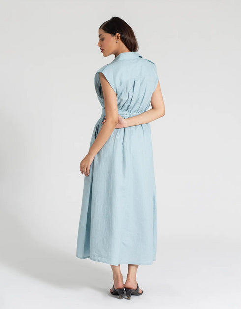 TEXTURED BUTTON DOWN DRESS